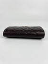 AP0232 Dark Brown Classic Quilted Caviar Medium Flap Wallet LGHW