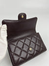 AP0232 Dark Brown Classic Quilted Caviar Medium Flap Wallet LGHW