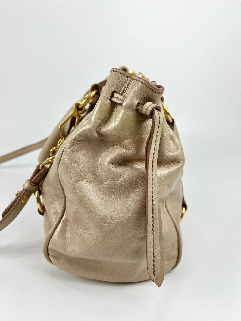 Beige / Pink Vitello Lux Bowler Bag