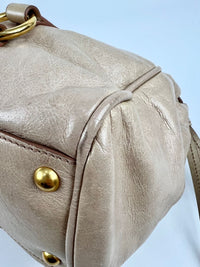 Beige / Pink Vitello Lux Bowler Bag