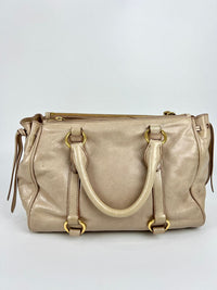 Beige / Pink Vitello Lux Bowler Bag