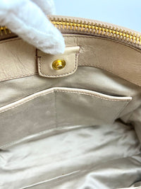 Beige / Pink Vitello Lux Bowler Bag