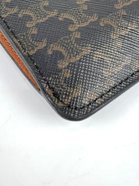 Tan Phone Pouch With Flap in Triomphe Canvas &amp; Lambskin