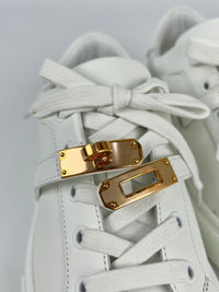 Day Sneaker in White Calfskin with Kelly Buckle Size 36