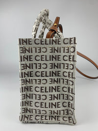 Small Cabas Thais in Textile with Celine-All-Over in Natural/Tan