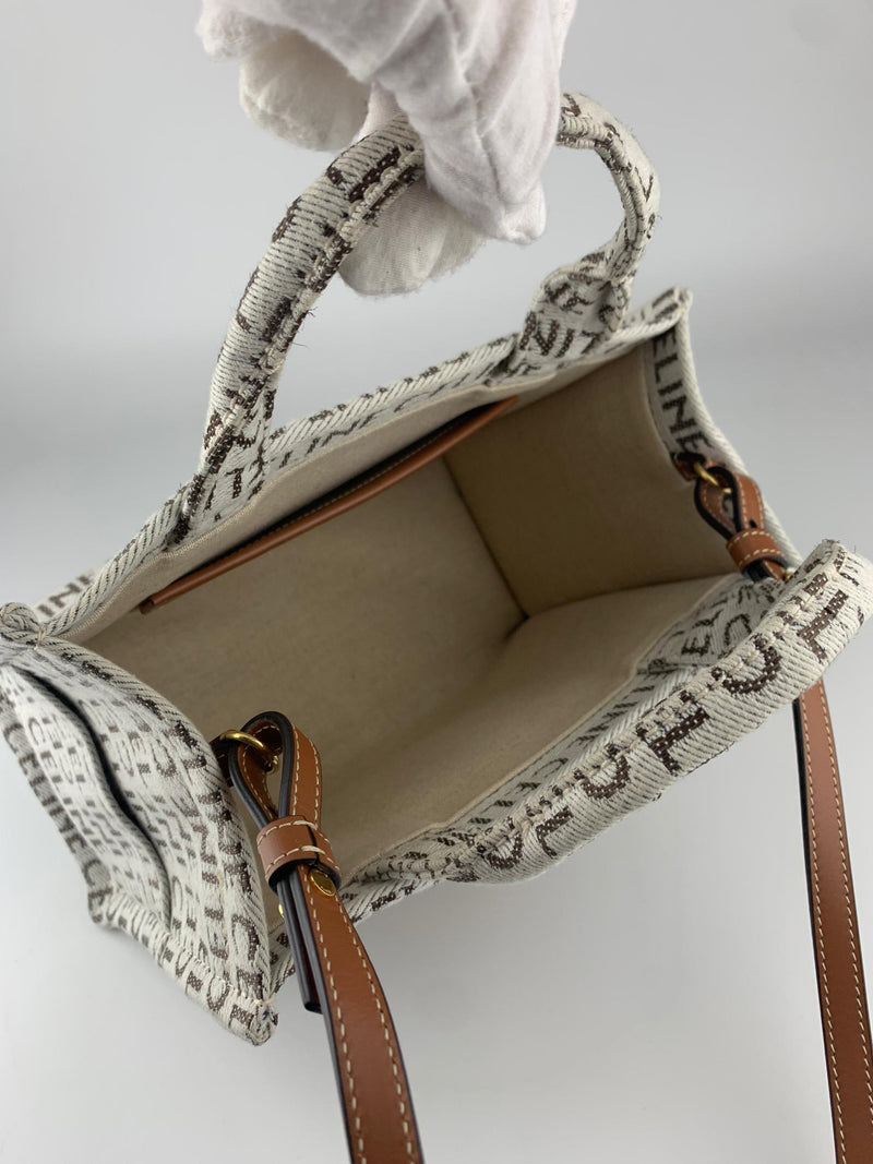 Small Cabas Thais in Textile with Celine-All-Over in Natural/Tan