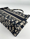 Mini Book Tote in Blue Dior Oblique Embroidery