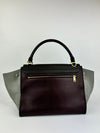 Medium Tricolor Leather and Suede Trapeze Top Handle Satchel Bag