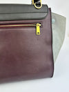 Medium Tricolor Leather and Suede Trapeze Top Handle Satchel Bag