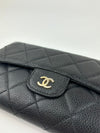 Black Caviar Classic Long Flap Wallet GHW