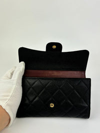 Black Caviar Classic Long Flap Wallet GHW