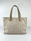 Beige Nylon / Leather Travel Line Tote Bag