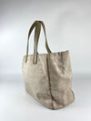 Beige Nylon / Leather Travel Line Tote Bag