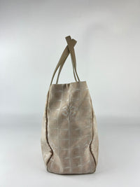 Beige Nylon / Leather Travel Line Tote Bag