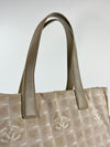 Beige Nylon / Leather Travel Line Tote Bag