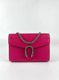 Pink Pebbled Leather Dionysus Mini Wallet on Chain Bag