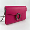 Pink Pebbled Leather Dionysus Mini Wallet on Chain Bag