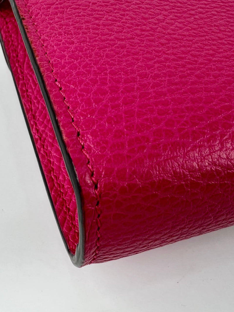 Pink Pebbled Leather Dionysus Mini Wallet on Chain Bag