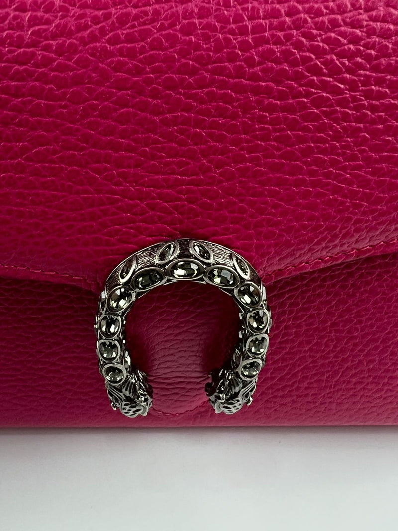 Pink Pebbled Leather Dionysus Mini Wallet on Chain Bag