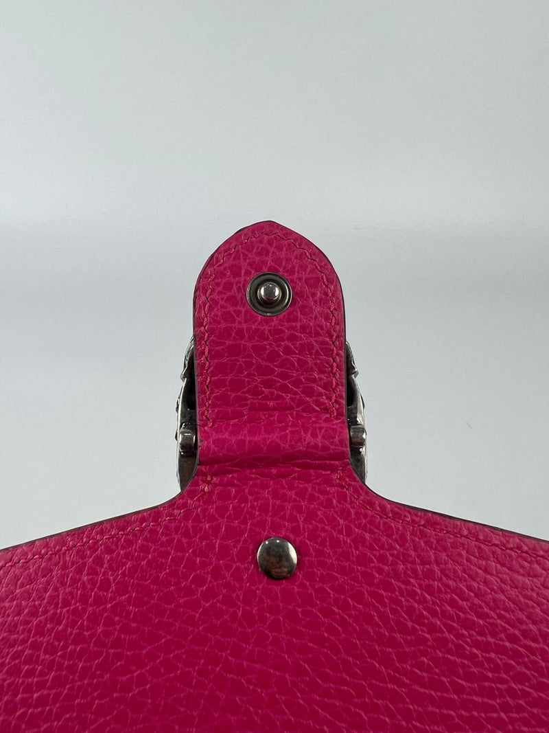 Pink Pebbled Leather Dionysus Mini Wallet on Chain Bag