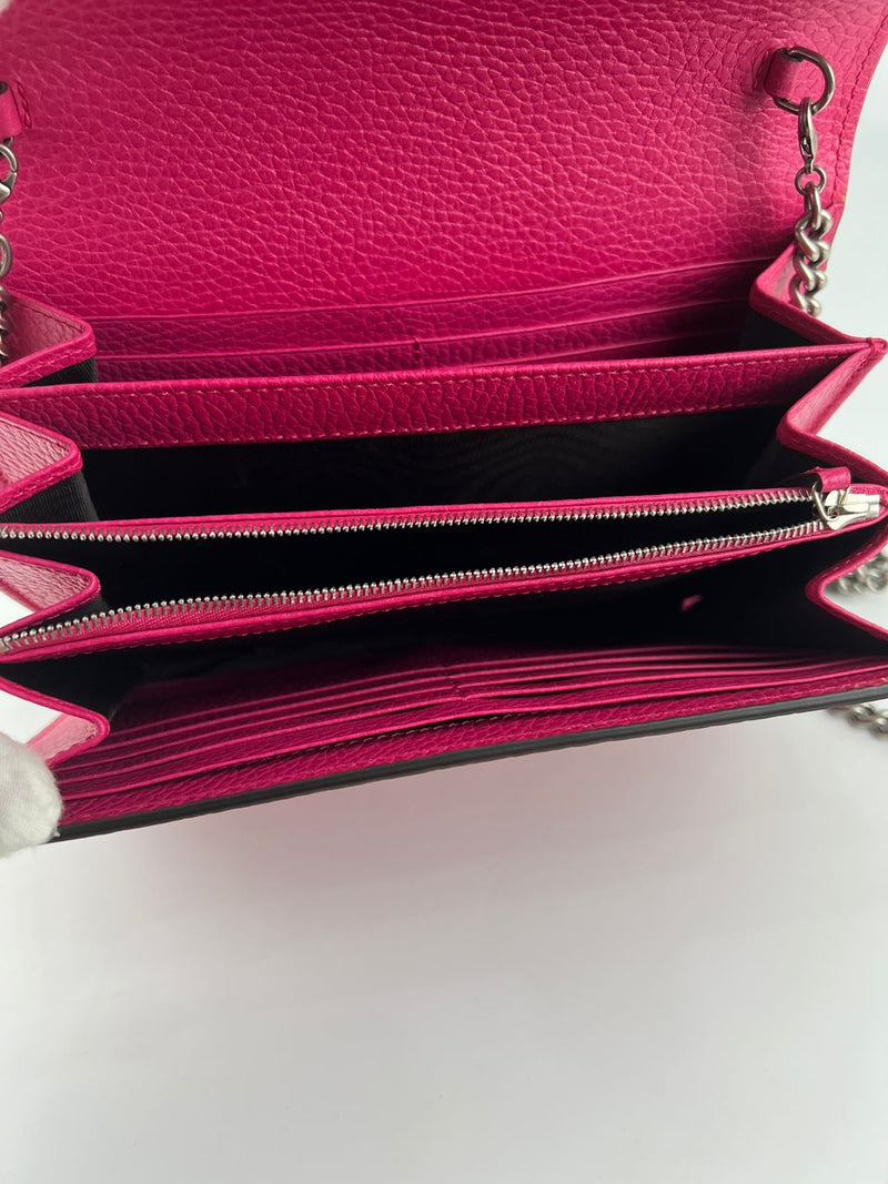 Pink Pebbled Leather Dionysus Mini Wallet on Chain Bag