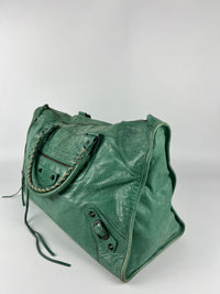 Vert Sauge Lambskin Leather Motorcycle Work Bag&nbsp;