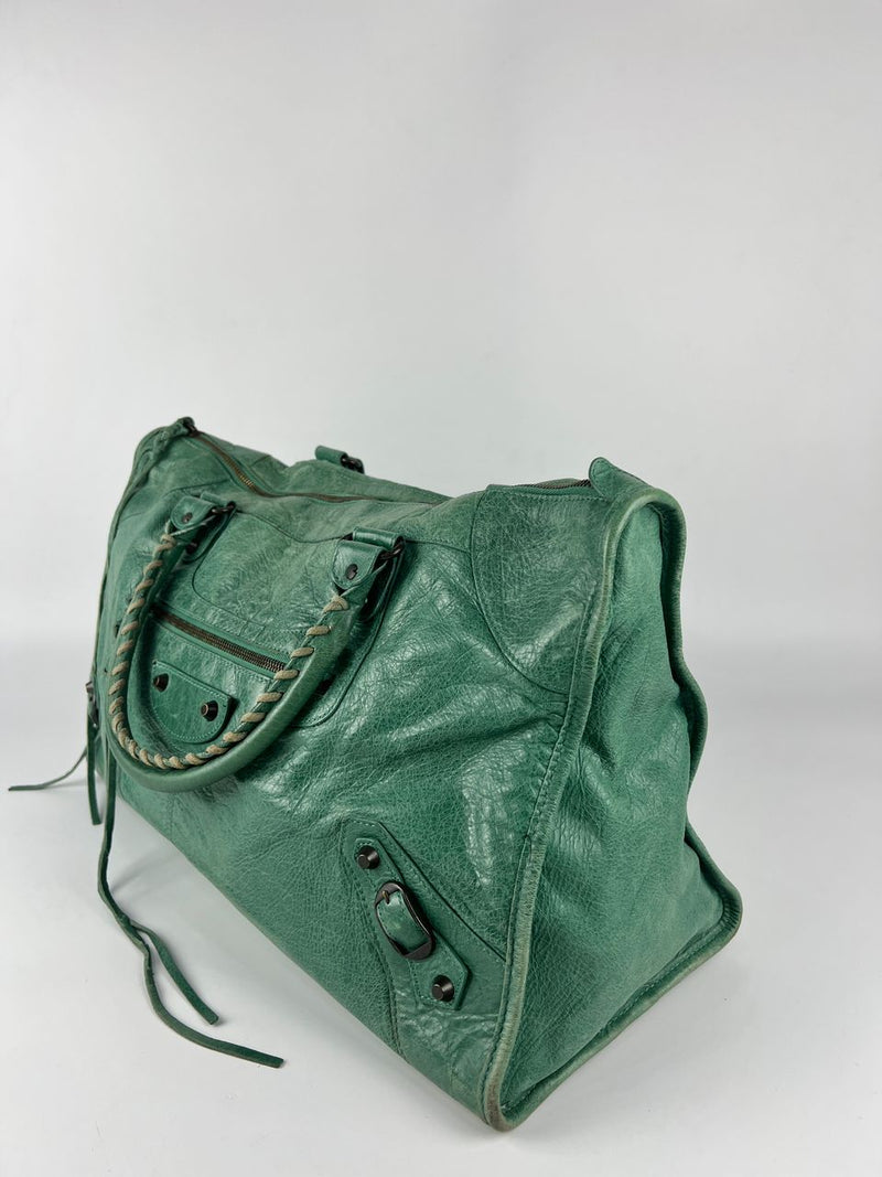 Vert Sauge Lambskin Leather Motorcycle Work Bag&nbsp;