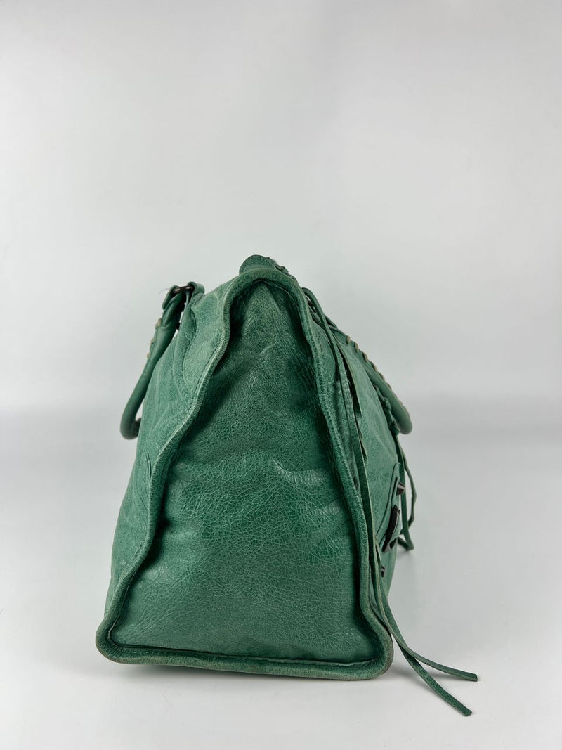 Vert Sauge Lambskin Leather Motorcycle Work Bag&nbsp;