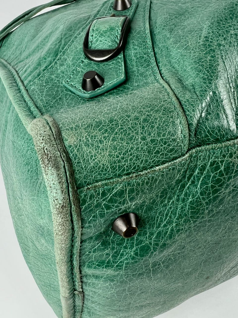 Vert Sauge Lambskin Leather Motorcycle Work Bag&nbsp;