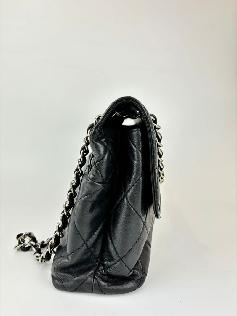 Black Lambskin In the Business Flap Bag SHW