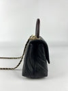 Small Coco Handle with Lizard Top Handle in Black Chevron GHW A92990 B01628 N0735