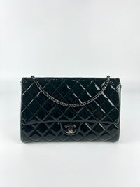 Blue CC Quilted Patent Clutch with Chain Shoulder Bag SHW