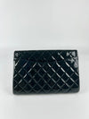 Blue CC Quilted Patent Clutch with Chain Shoulder Bag SHW