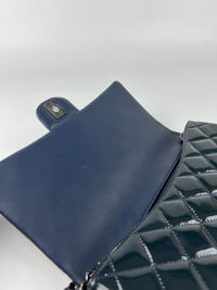 Blue CC Quilted Patent Clutch with Chain Shoulder Bag SHW