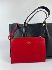 Black Calfskin V Logo Escape Tote&nbsp;