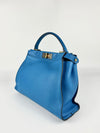 Blue Smooth Calfskin Leather Regular Peekaboo Bag