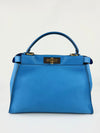 Blue Smooth Calfskin Leather Regular Peekaboo Bag