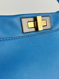 Blue Smooth Calfskin Leather Regular Peekaboo Bag