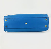 Blue Smooth Calfskin Leather Regular Peekaboo Bag