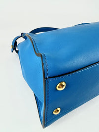 Blue Smooth Calfskin Leather Regular Peekaboo Bag