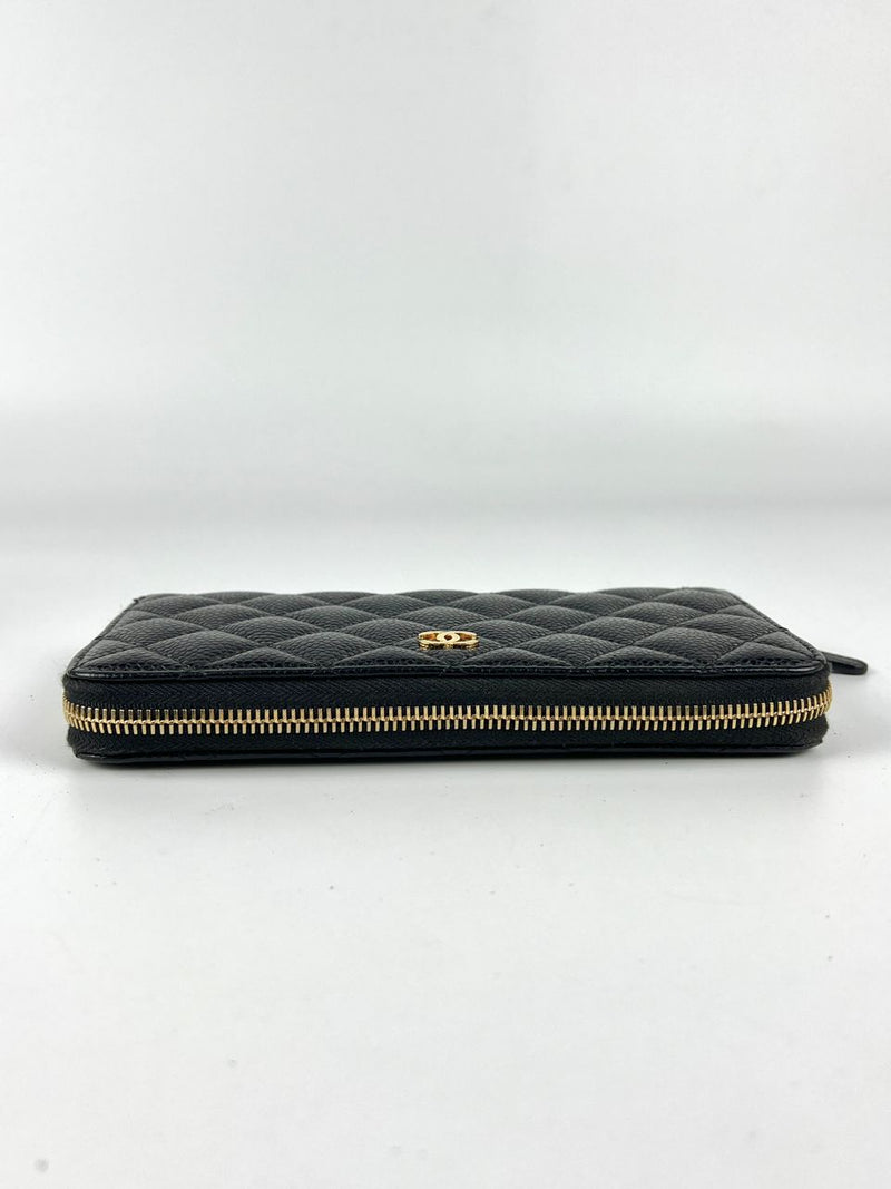 Classic Zip Around Long Wallet in Black Caviar GHW