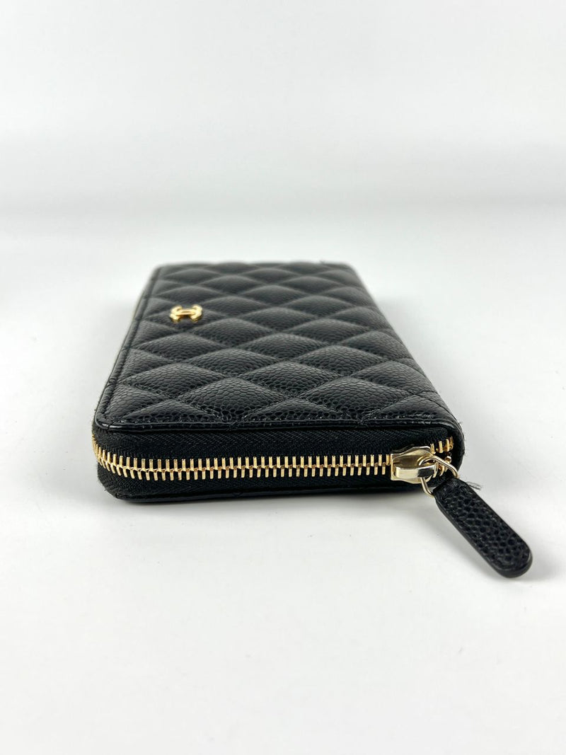 Classic Zip Around Long Wallet in Black Caviar GHW