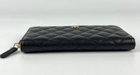 Classic Zip Around Long Wallet in Black Caviar GHW