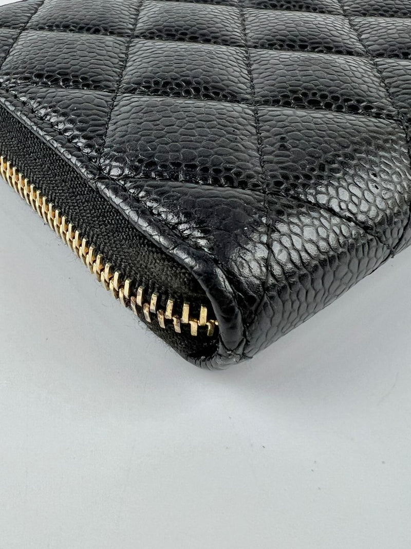 Classic Zip Around Long Wallet in Black Caviar GHW