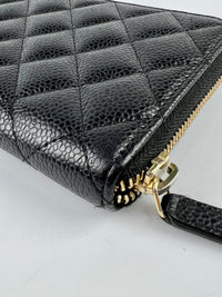 Classic Zip Around Long Wallet in Black Caviar GHW