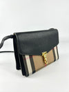 House Check Canvas Black Leather Macken Crossbody Bag