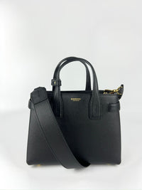 Small Banner Black Leather Tote