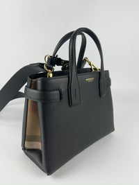 Small Banner Black Leather Tote