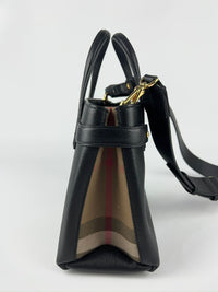 Small Banner Black Leather Tote