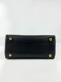 Small Banner Black Leather Tote